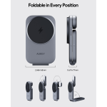 Aukey 3 in 1 Foldable Magnetic Wireless Charger – Gray