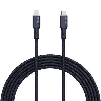 Aukey USB-C to Lightning Braided Cable 1.8M - Black