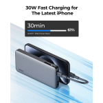 Aukey 10,000mAh 30W Portable Power Bank – Gray