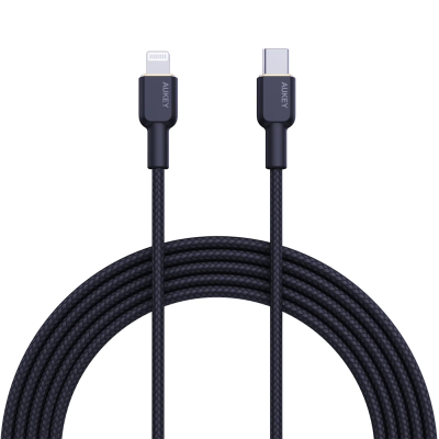 Aukey Aramid Fiber USB-C to Lighting Cable 1M – Black