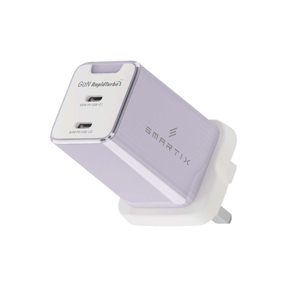 Smartix Compact UK Wall Adaptor 65W GaN White