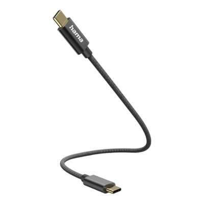 Hama USB-C to C 0.2M Nylon Cable Black 201604