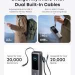 Anker Power Bank 25,000mAh 165W Built-in and Retractable Cables – Black