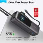Anker Power Bank 25,000mAh 165W Built-in and Retractable Cables – Black