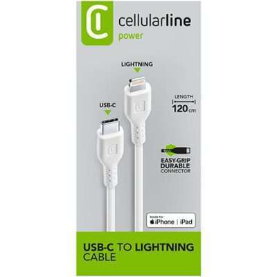 Cellularline USB-C to Lightning Cable - White