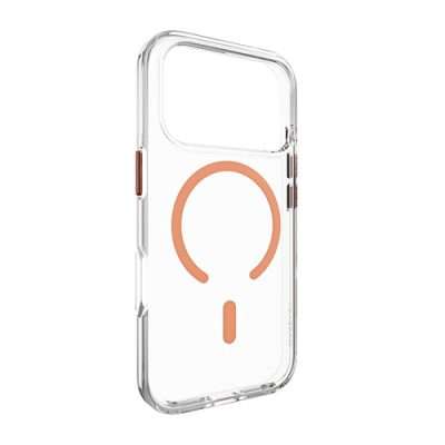 MagEasy iPhone 17 Pro Max Clear Case With Metal Buttons - Coral Ring