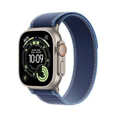 Apple Watch Ultra 3 Black Titanium Case with Blue Trail Loop - M|L