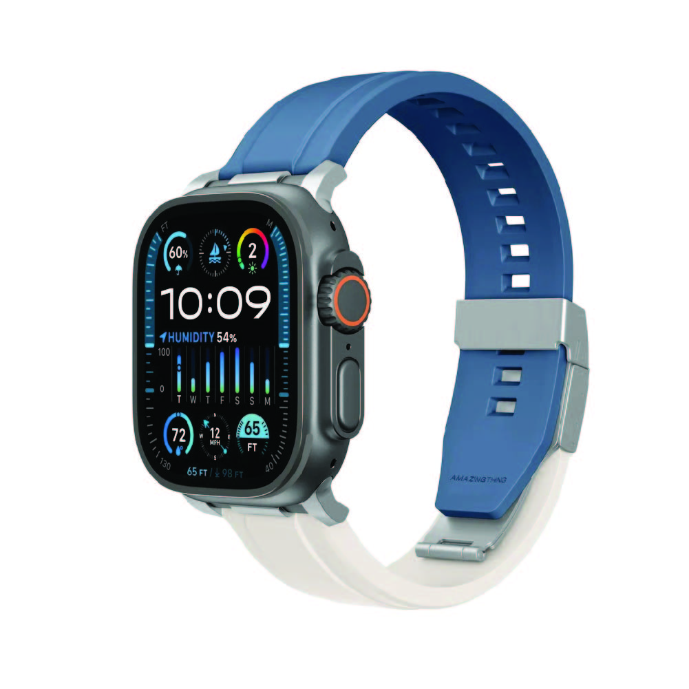 Amazingthing Titan Chrono Silicone Apple Watch Band 46MM & 49MM - Blue Grey