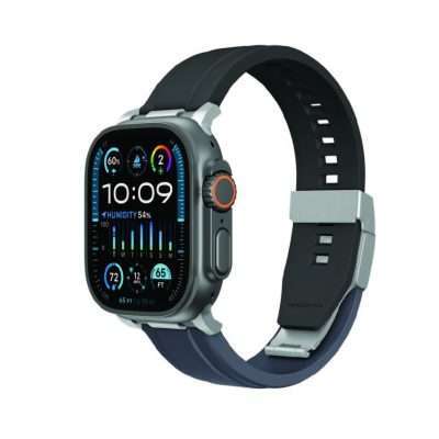 Amazingthing Titan Chrono Silicone Apple Watch Band 46MM & 49MM - Grey Black