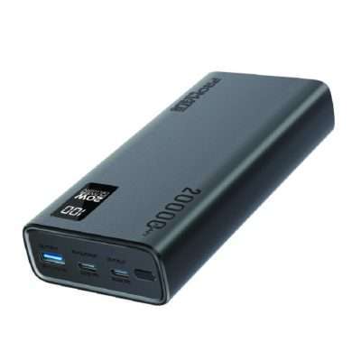 PROMATE 20,000mAh Power Bank – USB-C Input & Output – Black