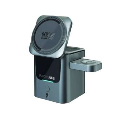 PROMATE 3-in-1 AutoFold 15W Charging Station – Black