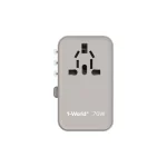 Momax Travel Adaptor 70W GAN3 Port & Built-in C Cable – Grey