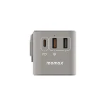 Momax Travel Adaptor 70W GAN3 Port & Built-in C Cable – Grey