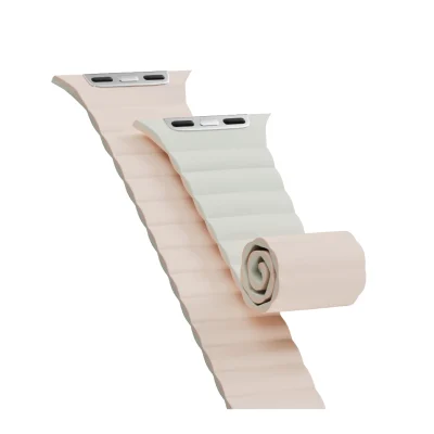 MAGEASY Reversible Silicone Magnetic Apple Watch Band 44/49mm – Pink/White