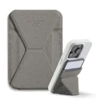 MOFT Snap-On iPhone Stand & Wallet – Clear Gray
