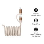 Momax C to C & Lightning Cable 2M – Desert Titanium