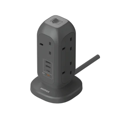 Momax OnePlug 7-Outlet Power Strip with USB - Grey