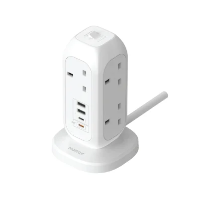 Momax OnePlug 7-Outlet Power Strip with USB - White