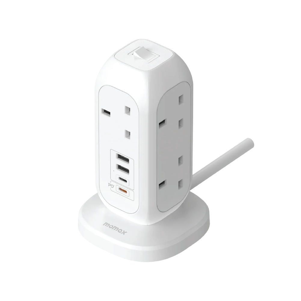 Momax OnePlug 7-Outlet Power Strip with USB - White