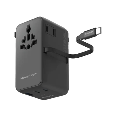 Momax World2+ 100W 4-Port Dual Travel Adaptor - Black