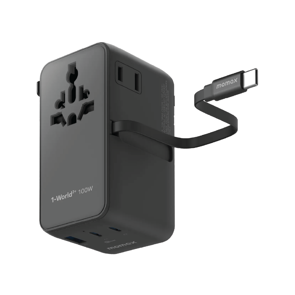 Momax World2+ 100W 4-Port Dual Travel Adaptor - Black
