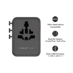 Momax World2 45W 5 Port Dual AC Travel Adaptor