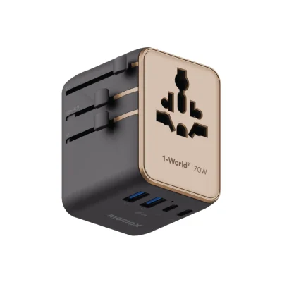 Momax World2 Gan 70W 5-Port USB-C Travel Adaptor - Titanium