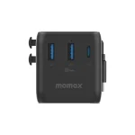 Momax World2+ 70W 3-Port Dual Travel Adaptor – Black