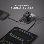 Momax World2 45W 5 Port Dual AC Travel Adaptor