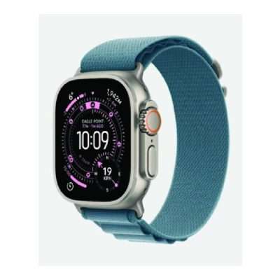 Apple Watch Ultra 3 Natural Titanium Case with Light Blue Alpine Loop