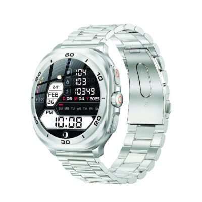 Swiss Military DOM 7 – Silver Metal Case with Silver Metal Strap & Brown Leather
