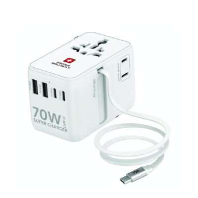 Swiss Military 70W GaN Travel Adapter with Cable