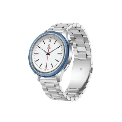 Swiss Military Dom8 Watch Silver with Blue & Black Rings