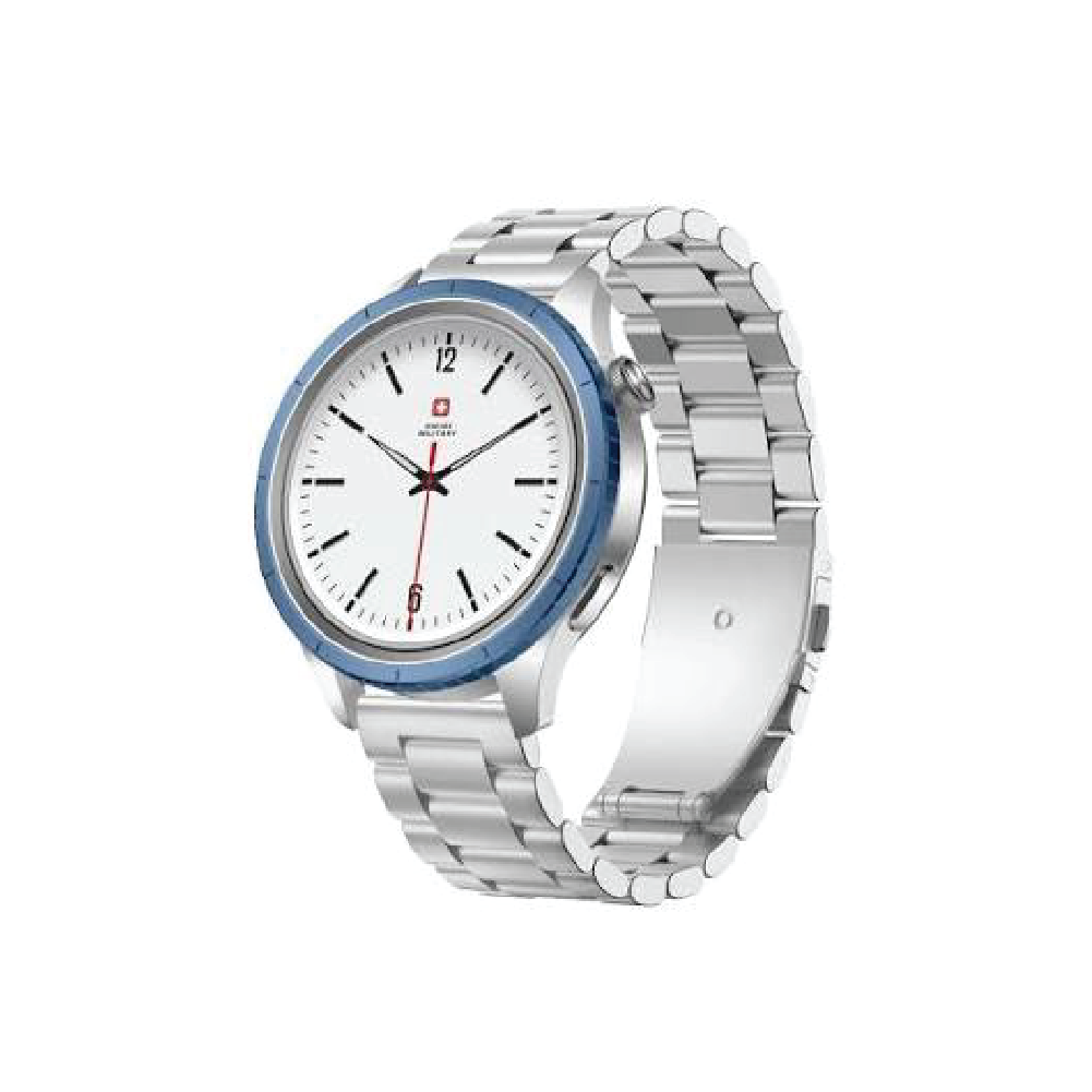 Swiss Military Dom8 Watch Silver with Blue & Black Rings