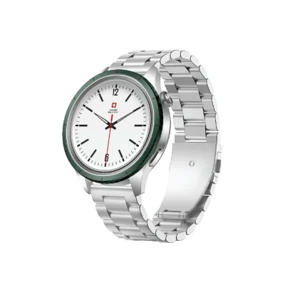 Swiss Military Dom8 Watch Silver with Green & Black Rings