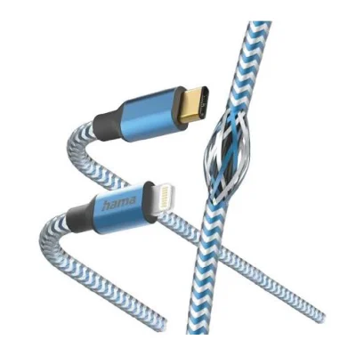 Hama Reflective Charging Cable USB-C - Lightning 1.5 m Nylon - Blue