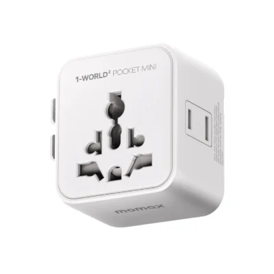 Momax 1 World2 Pocket Mini Dual AC Travel Adaptor - White